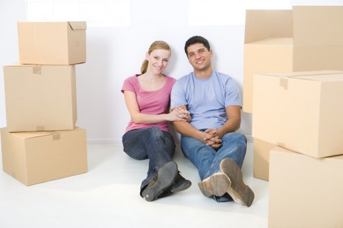 Packed boxes and furniture prepared for local removals