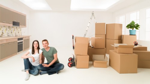 Removal van with household items for a move in Morden